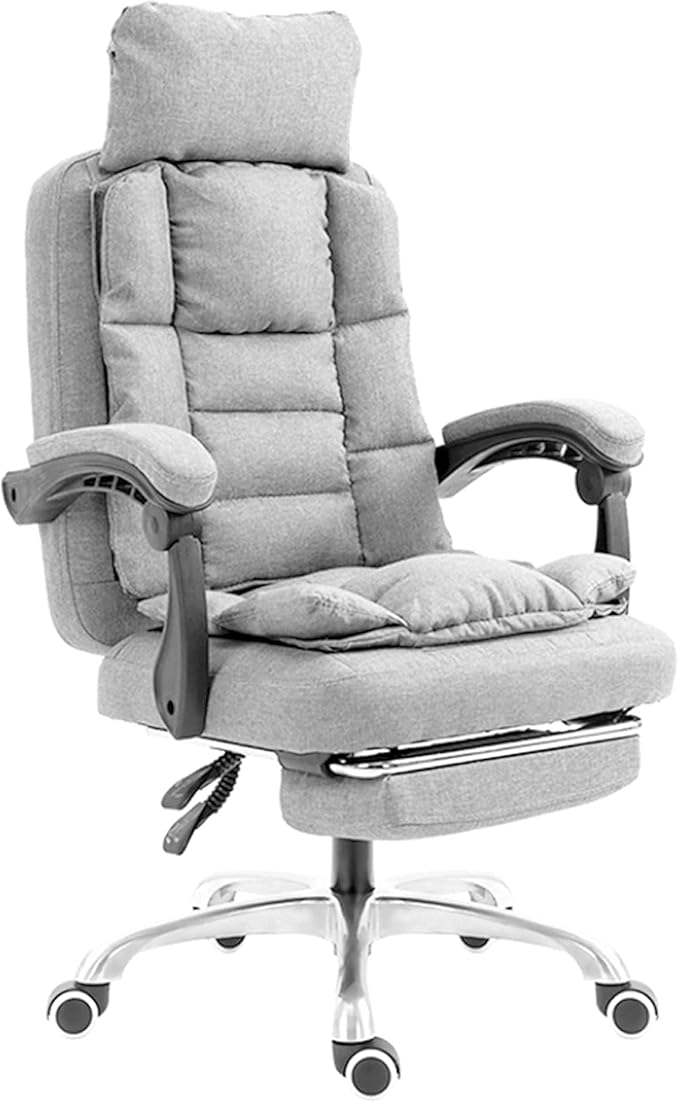 Katzowen Office Computer Chair Black Game Chairs for Adults Recliner Gaming Office Chair Adjustable Headrest High Back Ergonomic Office Chair Pu Leather Swivel Rolling Task ChaiPink (Color : Grey)