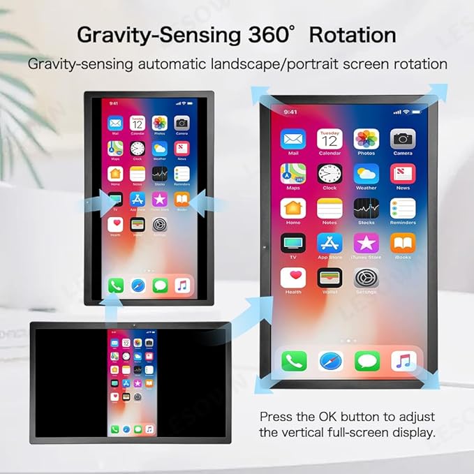 15.6 Inch Wireless Portable Monitor HDMI Second Display Travel External Screen 1920x1080 Built-in Speakers Support AirPlay Miracast Compatible with Laptop iOS Android Windows Mac TF Card