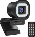 4K Webcam with 5-Level LED Light 12MP Camera USB Webcam with Dual Noise-canceling Microphones PDAF Fast Auto Focus Remote Control 360° Rotation Perfect for Live streaming Online Meeting