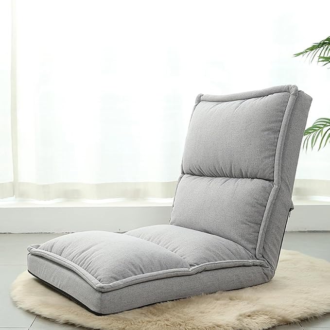 Floor Chair Folding Gaming Chair with Back Support 42 Adjustable Positions Lazy Sofa Lounge for Playing Reading Meditating Room Recliner for Adults Kids(/Gray A)