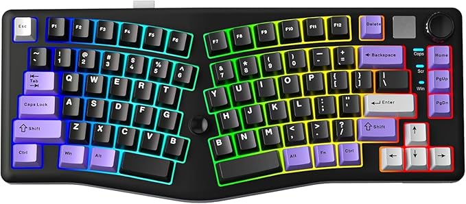 LEOBOG A75 Alice Keyboard Tri-Mode Ergonomic Gaming Keyboard with RGB Backlit Functional Knob Joystick 75% Layout Hot-Swap Gasket Custom Keyboards for Win Mac PC Gamer-Black