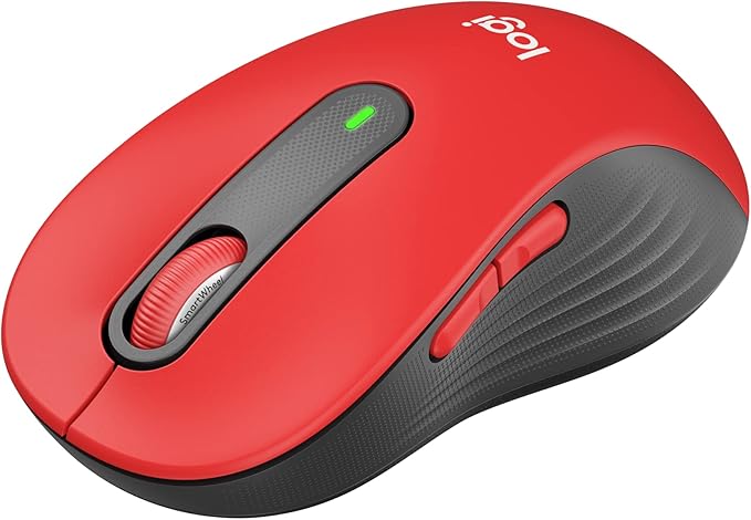 Logitech Signature M650 L Full Size Wireless Mouse - for Large Sized Hands 2-Year Battery Silent Clicks Customizable Side Buttons Bluetooth for PC/Mac/Multi-Device/Chromebook - Classic Red