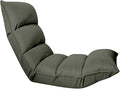 Adjustable Floor Gaming Chair for Adults - Cotton Linen Lounge Chair with 5-Position Adjustable Head Waist and Feet Thick Sponge Padding Sturdy Steel Frame Grey