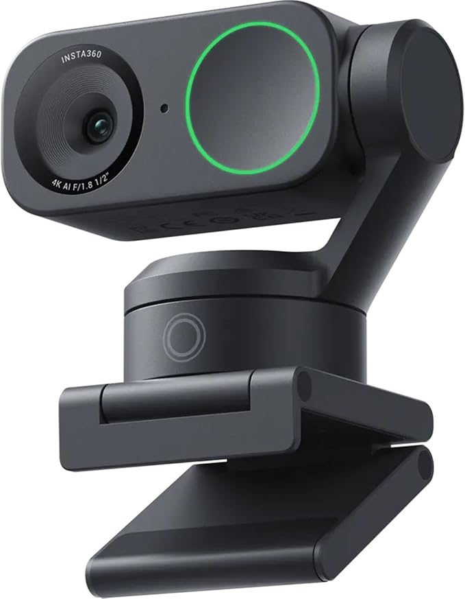 Insta360 Link 2 - PTZ 4K Webcam for PC/Mac 1/2 Sensor AI Tracking HDR AI Noise-Canceling Mic Gesture Control for Streaming Video Calls Gaming &amp More Bundle with Flexible Tripod &amp Lens