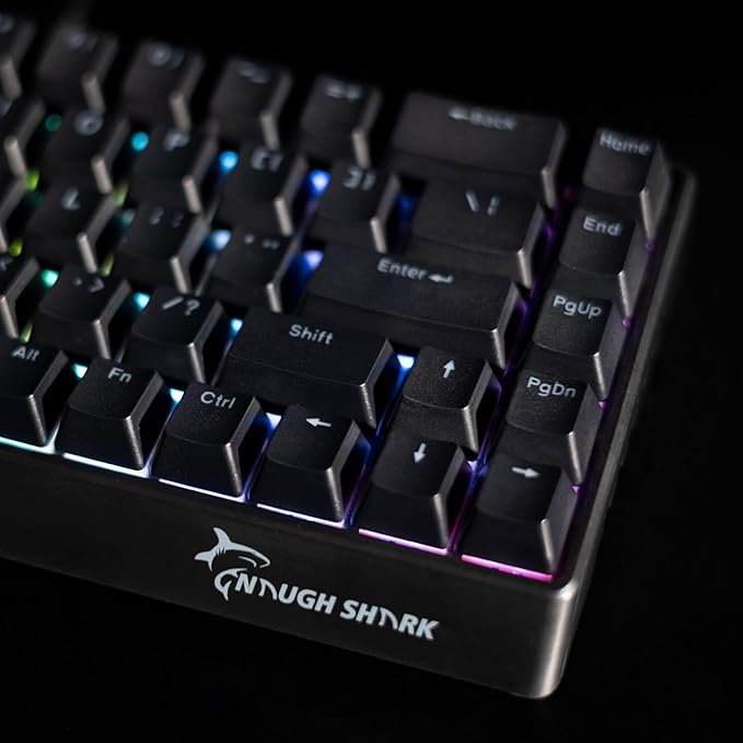 GK GAMAKAY x NaughShark NS68 Rapid Trigger Wired Gaming Keyboard 65% Hall Effect Mechanical Keyboard 8KHz Polling Rate 0.01mm RT Snap Tap Outemu Peach Crystal Magnetic Switch (Black-Shine Through)