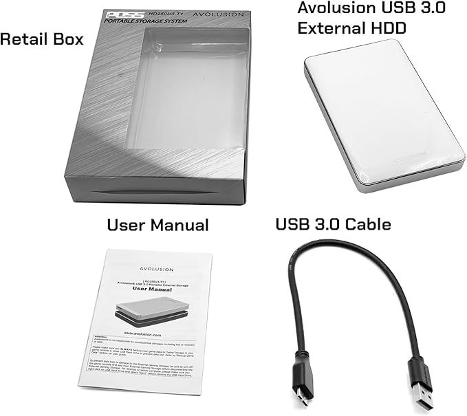 Avolusion T1 Series 1TB USB 3.0 Portable External Gaming Hard Drive (for Xbox One X S &amp Series X|S - Pre-Formatted) White