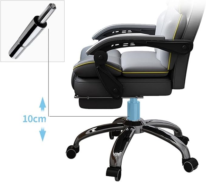 Adjustable Office Computer Chair with Armrest Computer Chair Office Household Movable Lifting Gamer Backrest Swivel(White)