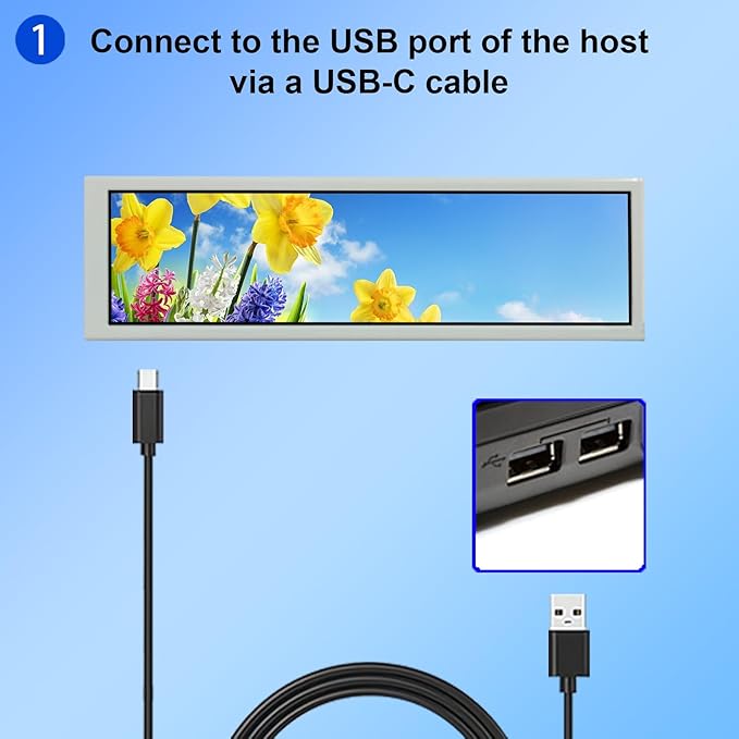 VSDISPLAY 8.8 Inch 1920x480 IPS LCD Monitor for Secondary Display/DIY Computer PC Case GPU CPU RAM Temperature Data Monitoring Sensor PanelWhite