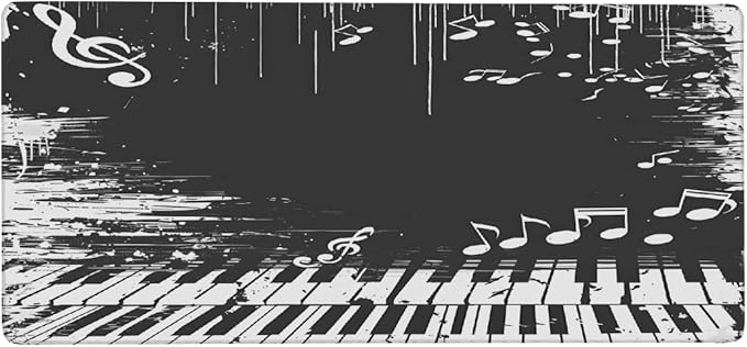 White Piano Note Music Large Mouse Pad Gaming Mousepad Desk Mat for Desktop Computer Keyboard Waterproof Mouse Mat Desk Pad with Non-Slip Base for Game School Office Home 35.4 x 15.7