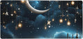 Gaming Mouse Pad Extended Full Keyboard Mat with Stitched Edges Anime Large Desk Pad with Non-Slip Base Nightsky Hanging Moon Stars Mouse Mat for Gaming and Office 16 x 35.5 inches Mousepad