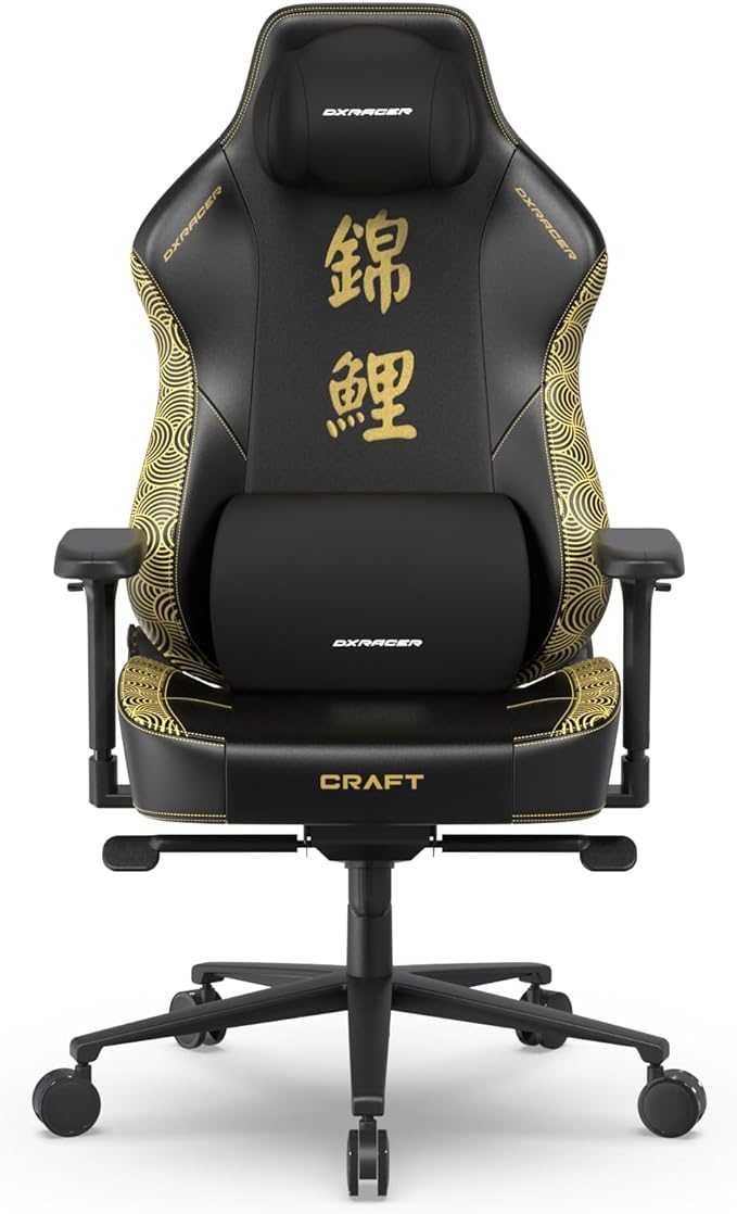 DXRacer Craft XL Video Gaming Chair for Adults Ergonomic Office Reclining Computer Chair with Magnetic Head Pillow and Lumbar Support Racing Style Height Adjustable (EPU Leatherette KOI)