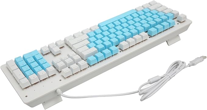 Computer Keyboard Gaming Keyboard Wired USB Connection 104 Keys for Office (Red Switch(Blue White Keycaps))