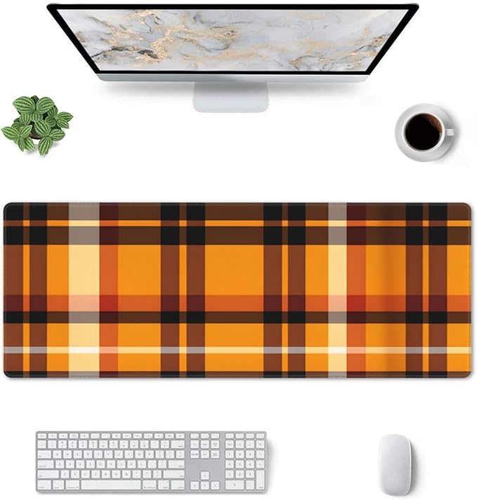 Yellow Buffalo Plaid Check Large Mouse Pad XL Extended Gaming Pad Waterproof Desk Mat for Desktop Keyboard Non Slip Mousepad for Office Game Home 32.15x11.8
