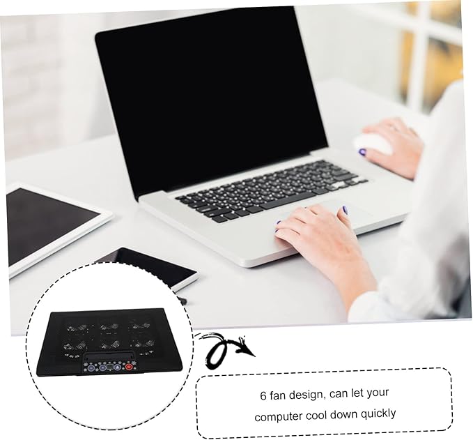 DOITOOL Multi-Angle Adjustable Laptop Cooling Rack Six Quiet Fans Laptop Cooler Stand for Enhanced Performance Portable Desktop Accessory for Gaming and Work