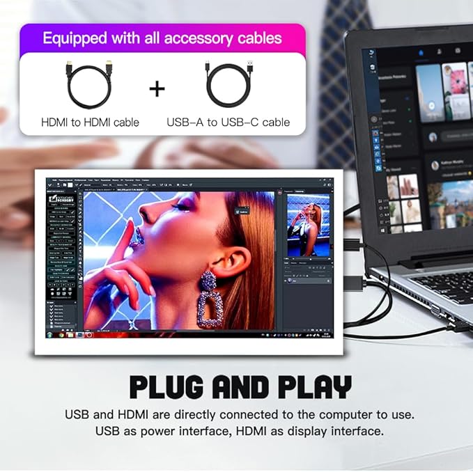 Portable Small HDMI Monitor 10.1 inch IPS mini Widescreen 1024x600 HD LCD Touch Screen Lightweight Display Metal Shell with Speakers for Computer PC Laptop RPi 4 3 White