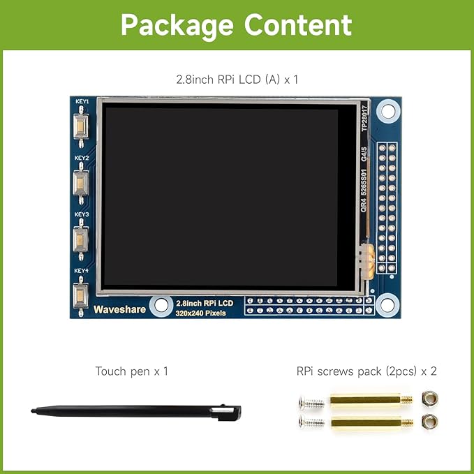 Waveshare 2.8inch Resistive Touch Screen TFT LCD Compatible with Raspberry Pi 5/4B/3B/Zero/Zero W/Zero 2W/Pico/Pico W/Pico WH 320x240 Resolution