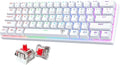 Portable 60% Mechanical Gaming Keyboard Wired Ergonomic Keyboard with Red Switches18 LED BacklitKeyboard61 Keys Ultra-Compact Mini OfficeKeyboard for PC/Mac/XboxEasy to Carry On Trip-White