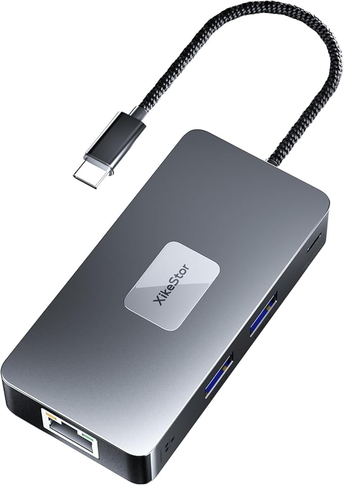 Laptop Docking Station XikeStor 7-in-1 USB C to HDMI Hub Multiport Adapter with 2.5G Ethernet Dual USB3.2 10Gbps100W PD 4K HDMI Monitor SD/TF 3.0 Card Reader for MacOS Windows Linux Android