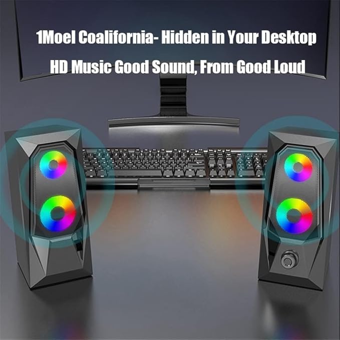 Computer Speakers for Desktop Computer Speaker Computer Speaker 7 Colors LED Effect Sound Luminous RGB Desktop Computer Audio