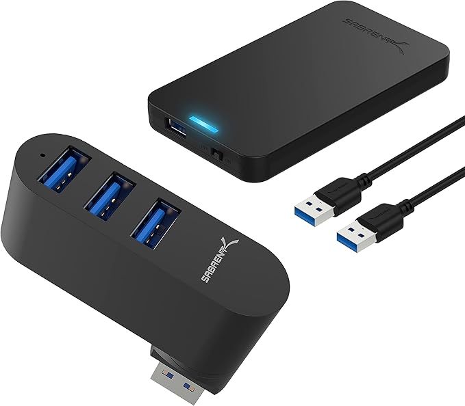 SABRENT 2.5-Inch SATA to USB 3.0 Tool-Free External Hard Drive Enclosure + Premium 3-Port Aluminum Mini USB 3.0 Hub