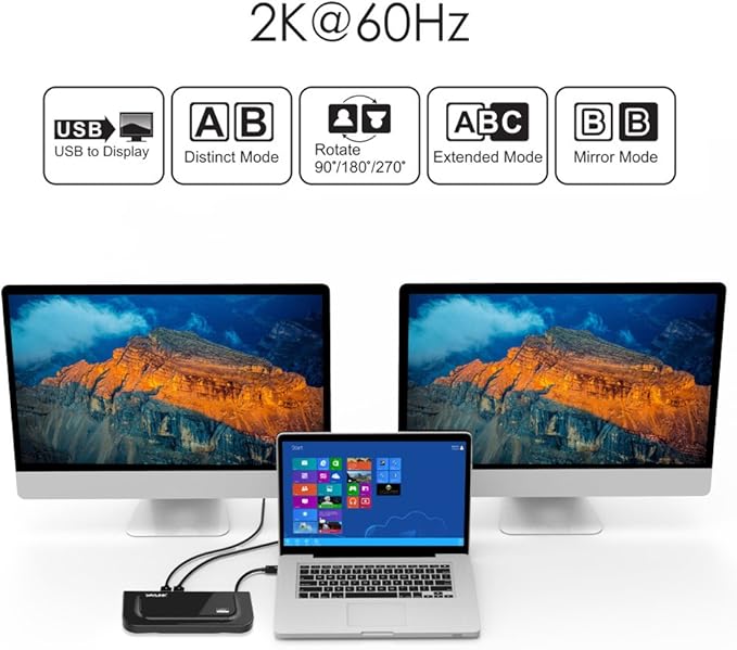 WAVLINK USB 3.0 and USB C Universal Docking Station Dual Video Monitor Display DVI HDMI VGA Gigabit Ethernet Audio 6 USB Ports for Laptop Ultrabook and PCs