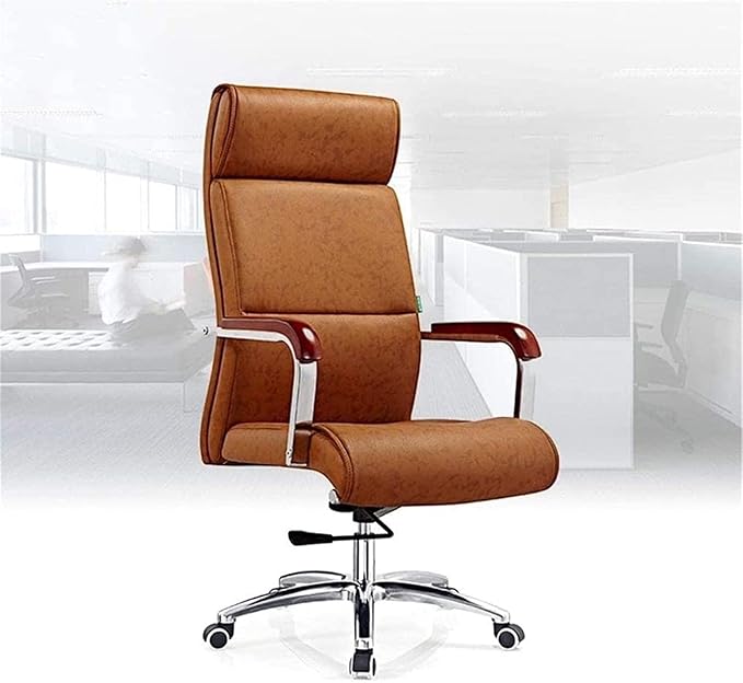 Office Brown Office Chair Computer Chair Leather Rotating Table and Chair Lift Gaming Chair Backrest Work Chair Game Seat Chair (Size:Free SizeColor:Brown)