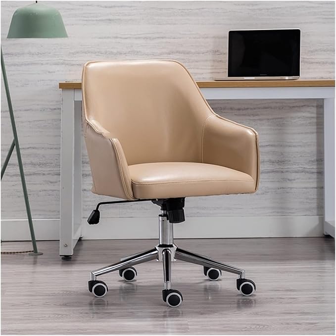 Adjustable Office Computer Chair with Armrest Leather Office Chair for Furniture Home Bedroom Study Computer Swivel Gaming(Orange)