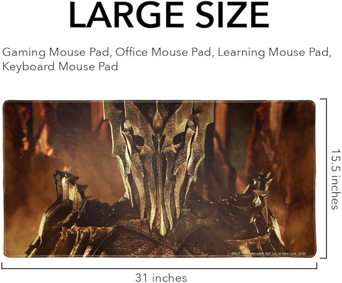 The Lord of The Rings Sauron Character Large Gaming Mouse Pad Desk Mat with Stitched Edges Non-Slip Base for Gamer Home and Office 31.5 x 15.7