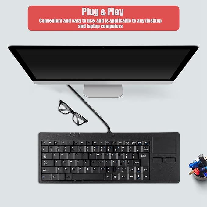 Wired Keyboard with Touchpad 86 Key Portable Scissors Foot Structure 1.4 M USB Cable Keyboard for Notebook Desk Computer