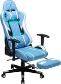 Gaming Chair Massage PC Gaming Chair Office Chair Ergonomic Computer Chair with Rolling Swivel Task Chair Lumbar Support Footrest Headrest Light Blue