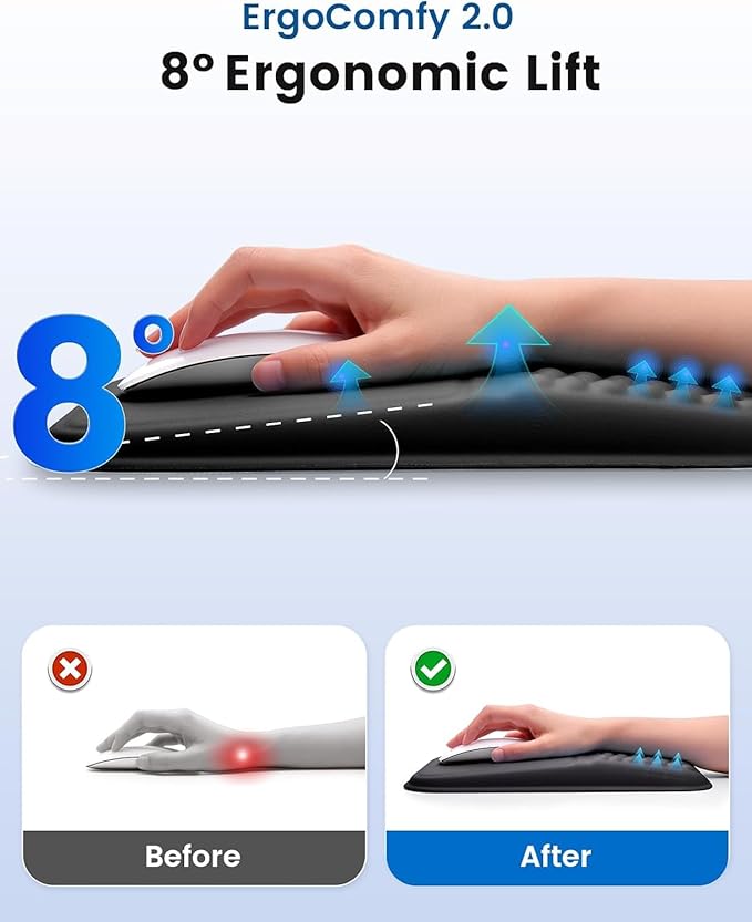 Vaydeer Keyboard Stand and Mouse Pad Set with Wrist Rest Soft Memory Foam Wrist Support Ergonomic Wrist Cushion for Desk Relieves Carpal Tunnel Pain Palm Hand Typing for Office Home Gaming