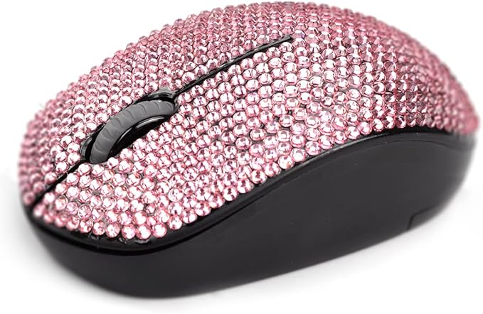 SA@ Luxury 6 Colors Bling Crystal Rhinestone 2.4G Wireless Mouse for Laptop Notebook PC Computer MacBook Gifts for The Office (Pink)