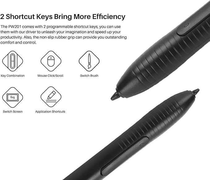 Battery Pen PW201 Portable Graphic Tablet Pen 5080LPI 4096 Pressure High Sensitivity Digital Tablet for HST640 H610PROV2 HC16