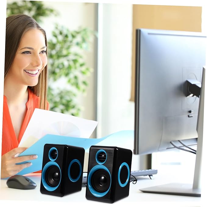 Mikinona Mini USB 2.0 Laptop Speaker Surround Sound Computer Speaker for Desktop Pc Portable Mini Loudspeaker for Home Office Use Compatible with Notebook and Laptop Devices