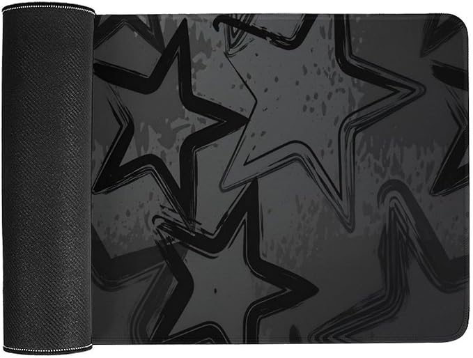 Black Gray Star Mouse Pad Large Desk Mat Extended Keyboard Mouse Pad with Non-Slip Base and Stitched Edge Mouse Mat Desk Pad 30x16 Mouse Pads for Desk Home Office Gaming