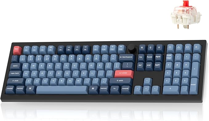 Keychron V6 Max Wireless Custom Mechanical Keyboard 2.4 GHz Bluetooth QMK Full-Size Layout RGB with Hot-swappable Gateron Red Switch Compatible with Mac Windows Linux