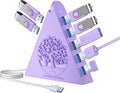 7-Port USB 3.0 Hub Light Purple Vertical USB Splitter with Tree-Inspired RGB Lights 5Gbps High-Speed Transfer 2FT Cable Compatible with MacBook PC Flash Drive Console Printer Camera
