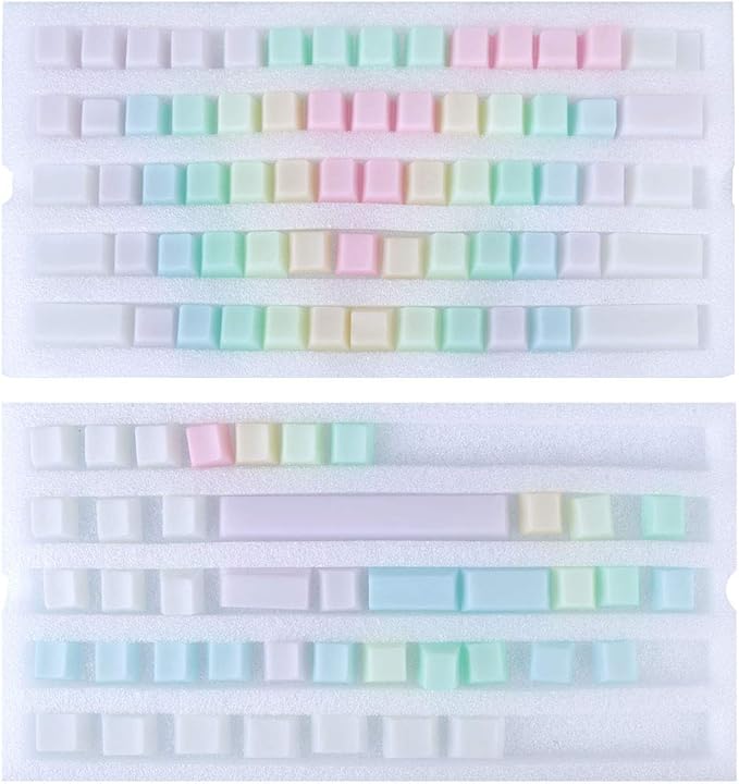 POM Jelly Keycaps Doubleshot Translucent OEM Profile for 61/87/104/108 Keys PC Gaming Mechanical Keyboards (Rainbow)
