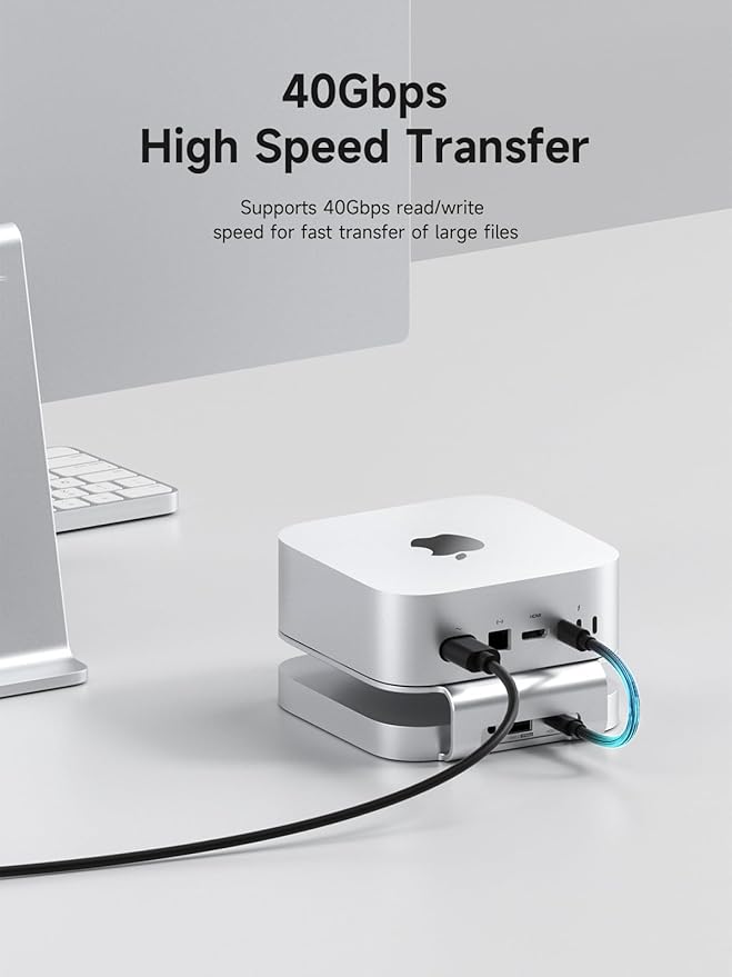 Hagibis Mac mini M4 Hub &amp Stand with 40Gbps SSD Enclosure 3 in 1 USB Type-C Docking Station with 40Gbps M.2 NVMe SSD Case USB2.0 * 3 3.5mm Jack AUX (MC60 Pro)