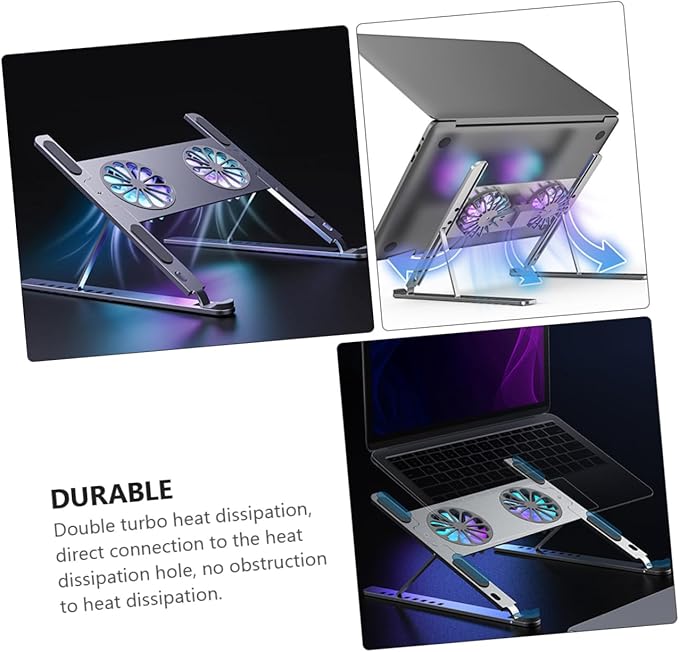 Aluminum Laptop Cooling Bracket Gear Height Adjustment Mute Fan Portable Detachable Laptop Lap Cooler