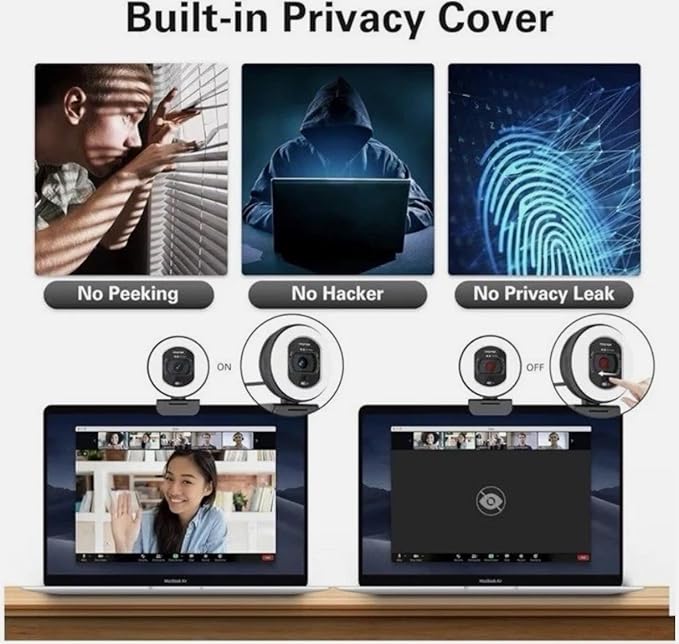 4K Webcam for MSI PRO MP275QPDG Monitorwith Microphone &amp Light &amp Privacy Cover &amp Plug&ampPlayWorks Zoom/Teams/Skype/Google Meet