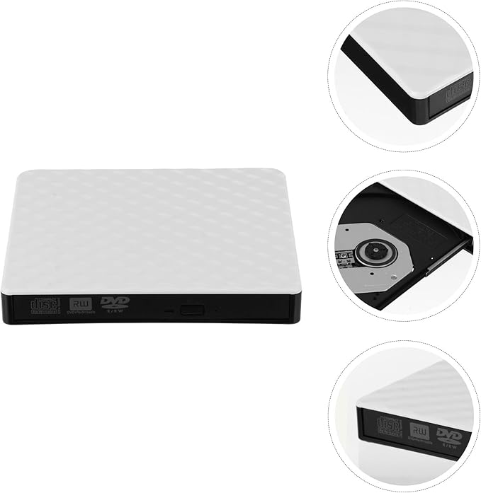 External DVD Drive USB 3.0 Burner Portable CD DVD ROM Rewriter for Laptop Desktop White USB Optical Disk Drive Compatible with Windows