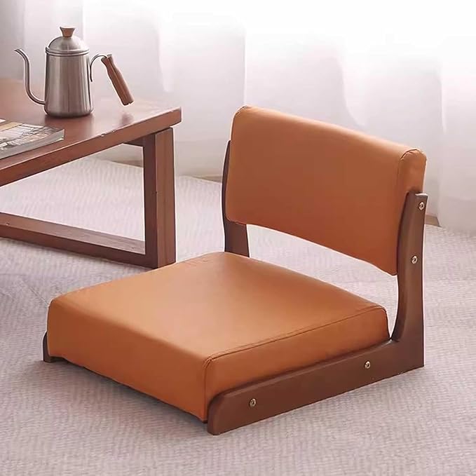 ELEFOCUS Portable Japanese Legless Chair Tatami Chair Accent Furniture Meditation Floor Chair Living Room Chair Floor Seat(OrangeStyle1)
