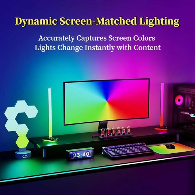 Upgrade RGB LED Strip for 24-Inch PC Monitor Smart Monitor Backlight with Screen Sync &amp Music Mode 45° Wide Angle USB Powered for Desktop/Laptop
