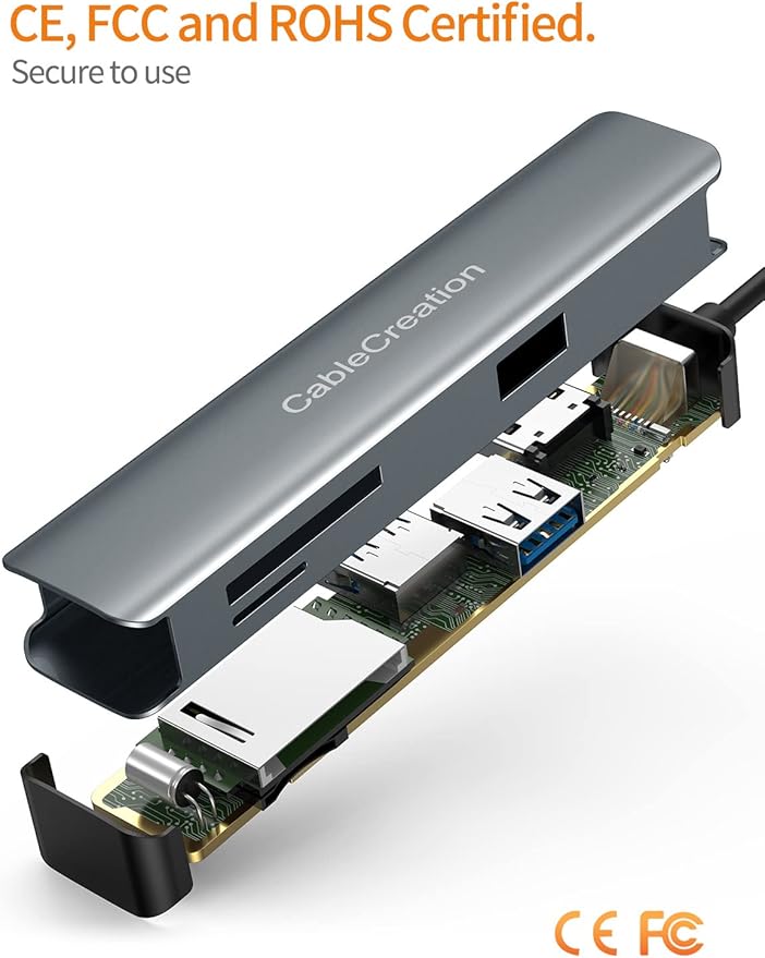 USB C Hub CableCreation 5-in-1 Multiport iPad Pro Adapter with HDMI 4K 2 USB 3.0 SD/Micro SD Card Reader for MacBook Pro/Air iPad Pro Surface Pro XPS and More