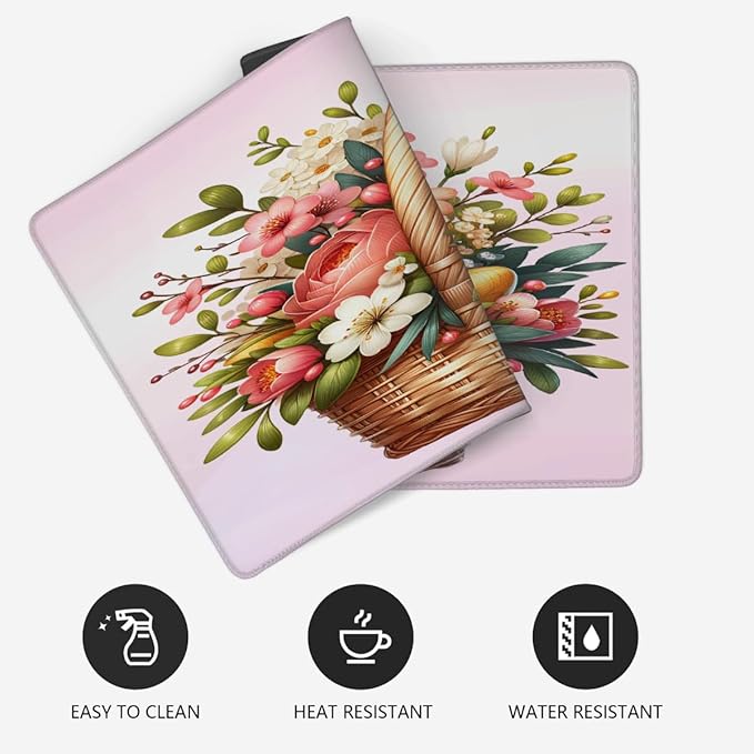 Pink White Flower Floral Large Mouse Pad Gaming Mousepad Desk Mat for Desktop Computer Keyboard Waterproof Mouse Mat Desk Pad with Non-Slip Base for Game School Office Home 35.4 x 15.7