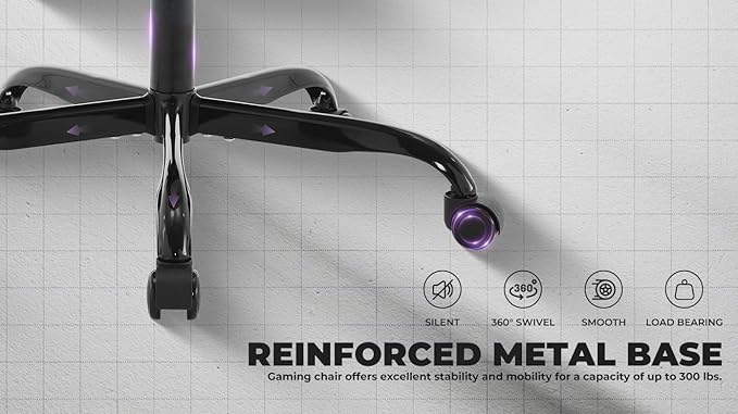 Racing Style Gaming Chair with Footrest Black and Purple 300 lbs Capacity Adjustable Height Lumbar Support 3D Linkage Armrests