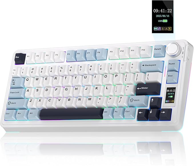 AULA S75 PRO Wireless Mechanical Keyboard with Screen&ampKnob 75% Hot Swappable Gaming Keyboard with Pre-lubed Switches RGB Backlit PBT Keycaps Creamy Sounding Pc Gaming Keyboards