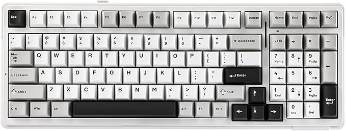 EPOMAKER x Aula F99 Wireless Mechanical Keyboard Hot Swappable Gasket Custom Gaming Keyboard with Five-Layer Padding BT/2.4GHz/USB-C 8000mAh Battery (White Grey Graywood V3 Switch)