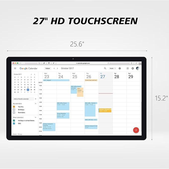 Large Touchscreen Monitor Digital Electronic Calendar Downloadable APP10-Point Touch16:9 Display Android 13 with 8GB RAM &amp 128GB ROMPerfect for Office Business and Home (27 inch)
